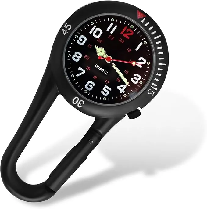 Reloj de bolsillo FOB con esfera luminosa, reloj de clip, reloj paramédico, reloj paramédico de acero inoxidable, resistente al agua hasta 30 m, reloj de cuarzo con clip, reloj de enfermera