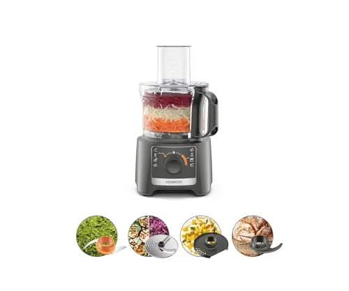 Kenwood Multipro Compact FDP31.020GY Modelo 2023, Robot picador de cocina con 2 velocidades de procesamiento + pulso, cuenco de 2,1 L, cortador eléctrico para picar, rallar y amasar, 800 W