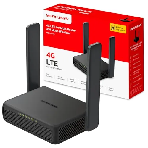 Mercusys MB113-4G - Router 4G sim, N300, WiFi 4, USB‑C Powerbank y VPN
