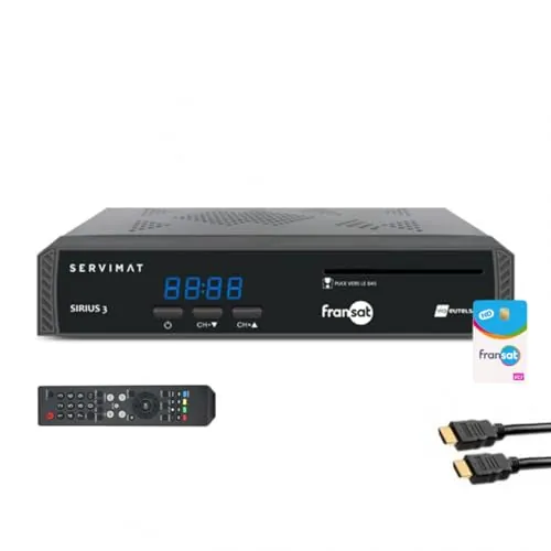 Pack SERVIMAT - Receptor TV satélite HD + tarjeta Viaccess Fransat PC7 + cable HDMI 2M