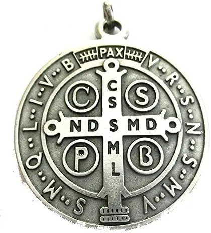 GTBITALY Medalla de San Benito 60.050.30 de plata de 48 mm con anillo para sacerdote exorcismo, monja, iglesia, sacerdote santo