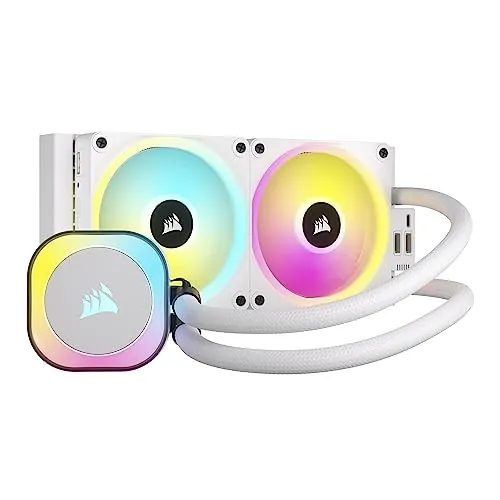 CORSAIR iCUE LINK H100i RGB Refrigerador Líquido Para CPU - 240mm AIO - Ventiladores QX120 RGB - Se Adapta a Intel® LGA 1700, AMD® AM5 - Concentrador de Sistema iCUE LINK Incluido - Blanco