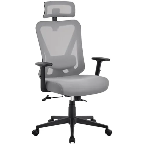 Yaheetech Silla Escritorio Ergonomico con Respaldo Bloqueable Gris