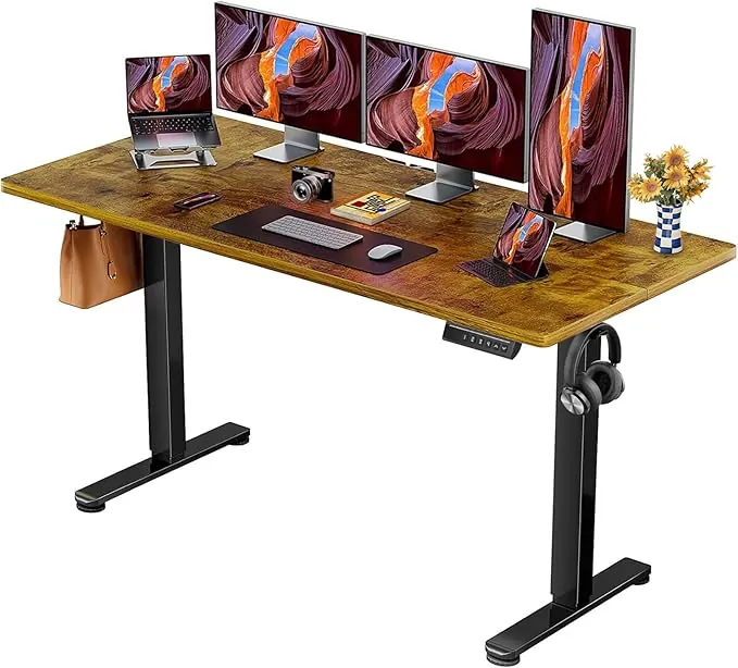 ErGear Escritorio Elevable Eléctrico, Mesa Ajustable en Altura, Mesa de Oficina con Panel Inteligente de 4 Memorias, Escritorio con Gancho para Mochila y Tablero Ensamblado (Blanco, 160x80 cm)