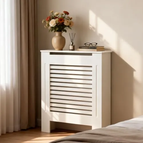 FATIVO Cubre Radiadores Alta Blanca Moderna 78 x 19 x 92 cm (Horizontal)