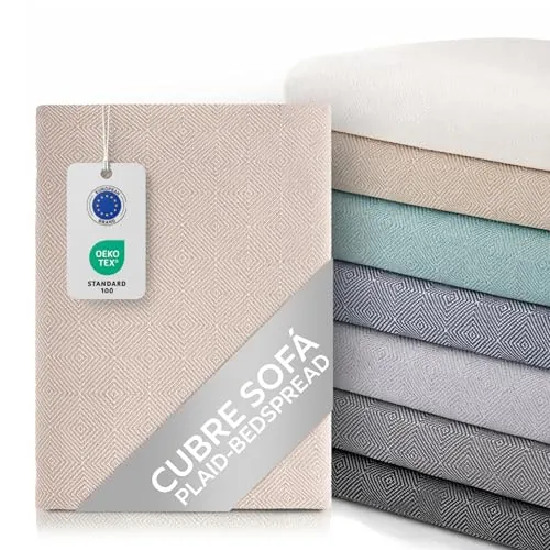 Textilhome Cubre Sofá Multiusos Dante 130x180 cm Foulard Manta Camel