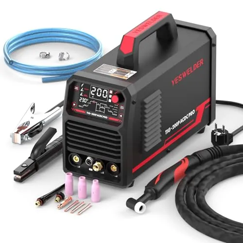 YESWELDER Soldadora TIG AC/DC 200A para Aluminio, Pulso TIG/MMA