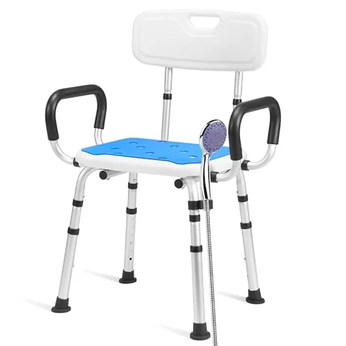 Careboda Silla Ducha con reposabrazos y Respaldo, 136kg, Regulable
