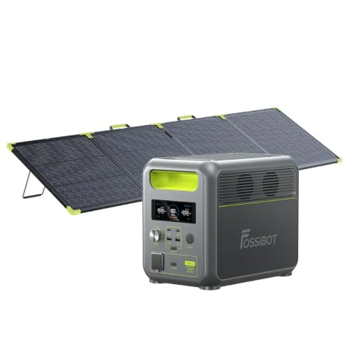 FOSSIBOT Estación de Energía Portátil F1200 1024Wh con Panel Solar 200W, Batería LiFePO4 1200W, Carga Rápida CA/Solar 0-80% en 49 Min, Control APP, para Hogar, Exteriores, Emergencia