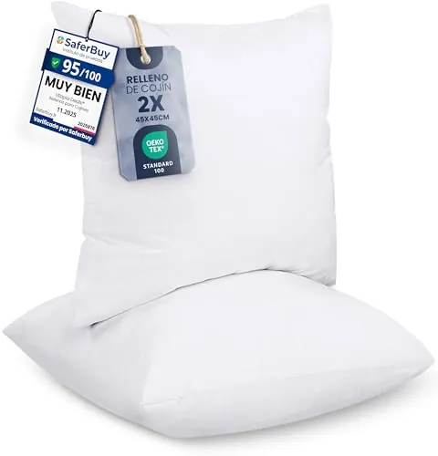 Utopia Bedding Relleno de Cojín 40 x 40 cm (2 Unidades), Fibra Virgen Siliconada, Almohadas de Sofá (Blanco)