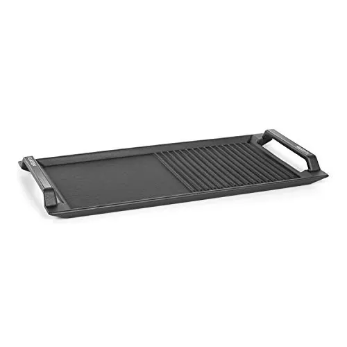 Klarstein Delicatessa - Plancha de grill, Placa para inducción, Accesorio, Superficie: 43,5 x 23 cm, Mitad y mitad: plancha lisa y estrías de grill, Revestimiento antiadherente, Hierro, negro