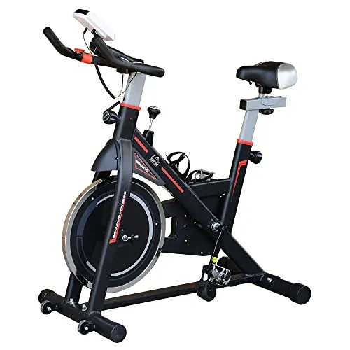 HOMCOM Bicicleta Estática Bici Estática con Volante de Inercia 8 kg Resistencia Ajustable Pantalla LCD Ejercicio Silencioso y Asiento Ajustable Carga 120 kg para Casa Gimnasio Negro