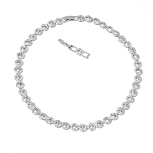 Collar Angelical - Collares de Cristal de Oro de 18 Quilates, Joyería Collar Delicado en Oro, Cristal Transparente para Mujer, Boda, Fiesta, Boda, Día de San Valentín, Regalo (Collar, Oro Blanco)