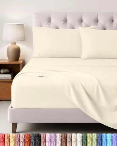Utopia Bedding Juego de Sabanas 4 Piezas, 180x200cm, Marfil