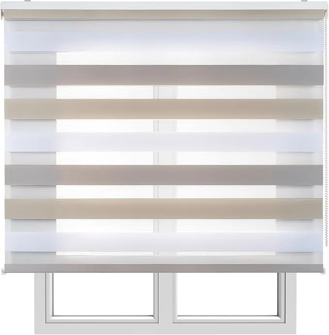 Estores Enrollables Noche y Día Elegantes con Tejido de Doble Caída para Puertas y Ventanas, Estor Noche y Dia de Fácil Instalación con Filtrado de Luz Ajustable STORESBASIC Tricolor 120x250