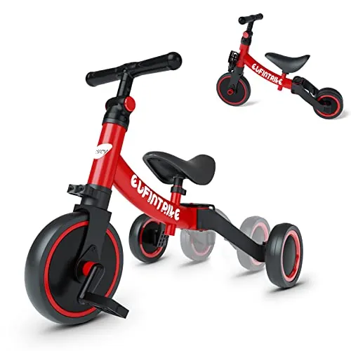besrey Triciclos para Niños, 5 en 1 Una Bici Multifunción, Adecuado para niños de 1-4 años,Triciclo,Bicicleta,Carro de Equilibrio,Caminante, Altura del Asiento Regulable, Negro