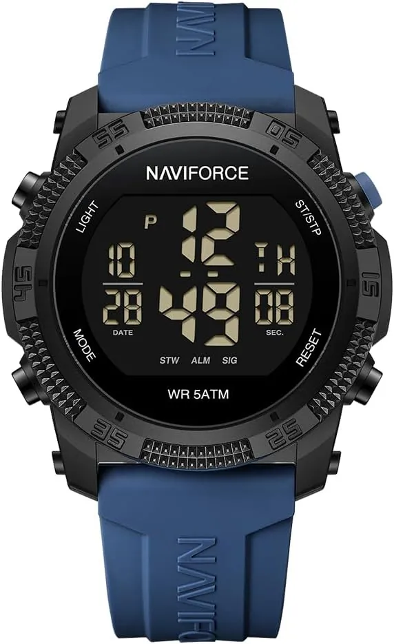 Naviforce Reloj Deportivo Digital Resistente al Agua para Hombre y Mujer, con cronómetro, Alarma y Correa de Goma