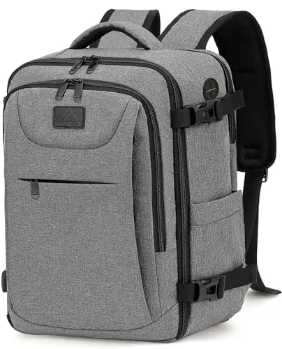 LYNXCHER Mochila 40x30x20 Viaje Cabina Avión Equipaje de Mano Aprobada para Ryanair EasyJet Eurowings 24L Portátil 15,6 Pulgadas Hombre Mujer,Gris Claro