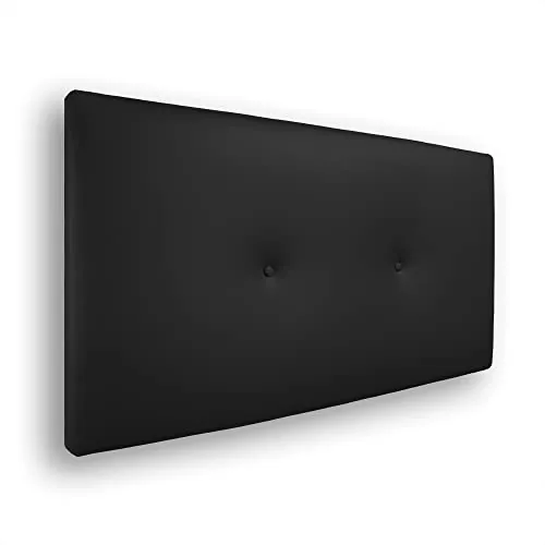 Silcar Home - Cabecero de Cama 90 Negro Silvi - Tapizado, Estructura Madera, Hilera Botones Estilo Moderno - Fácil Instalación, Acolchado Confort - 90 cm, Polipiel Negro