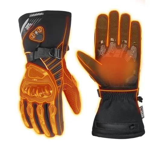 KEMIMOTO Guantes Calefactables Moto Impermeables, 3000 mAH, Doble Zona | Doble Zona Control Independiente, Retención de Calor Desde -20℃ a -5℃, 3000mAh Baterías, Moto, Uso Diario, Esquí, Camping