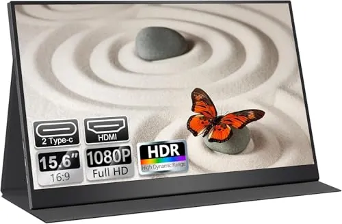 UFYQL Monitor Portátil 15.6" FHD 1080P IPS Mate, USB-C/HDMI