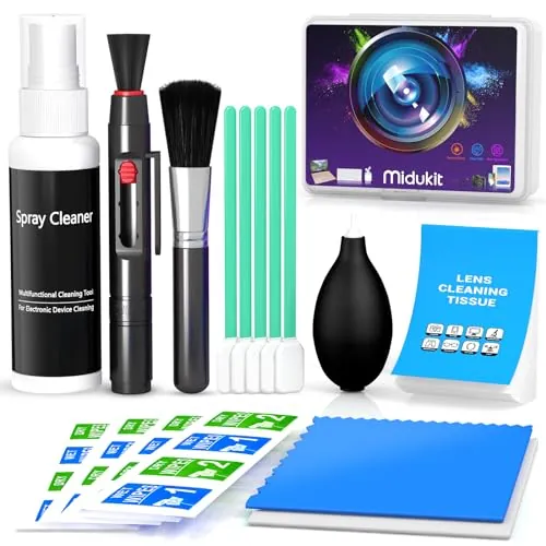 Kit Limpieza Camara Fotografica Réflex Digital Compatible con Canon, Sony, Nikon, Pentax, Kit De Limpieza De Lentes De Cámara, Kit De Limpieza De Sensor De Cámara, Accesorios De