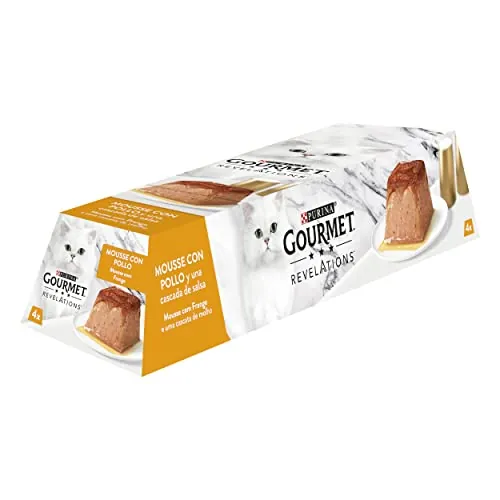 GOURMET Revelations, Comida Húmeda para Gato Adulto, Mousse con Salsa de Pollo, 6 Packs de 4 Pirámides de 57 g. (24 pirámides)