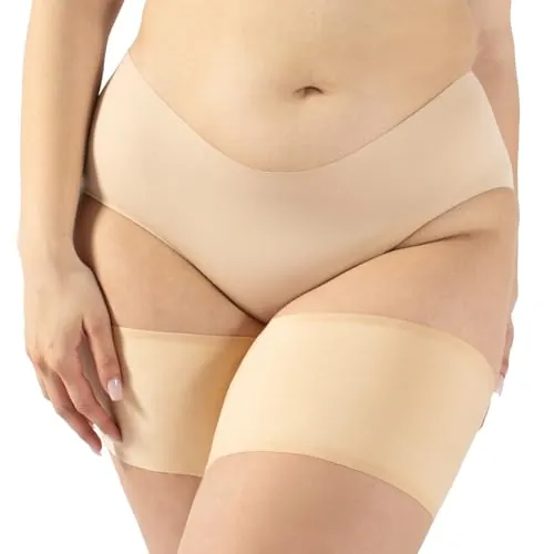 CALZITALY Bandas Antirozaduras Lisas, Previene Rozaduras, Bandas Elásticas Muslos, Curvy, | Negro, Natural | Made in Italy (C: 63-66 cm, Natural)