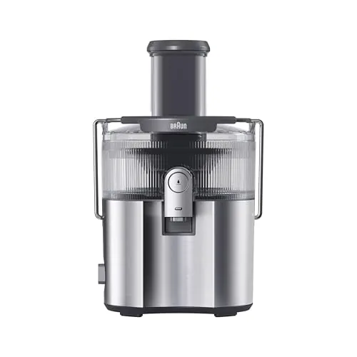 Braun MultiJuice 7 SJ7000, Licuadora Extractor con Tecnología ColdXtract, Boquilla de 75 mm, Recipiente de 2 l, Antigoteo, Sistema de Seguridad Cuádruple, Filtro de Acero Inoxidable, 1000 W, Gris