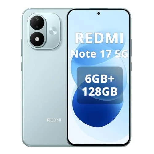 XIAOMI Redmi Note 17 5G, Smartphone 6+128GB, batería masiva de 7700mAh, IP65, cámara de 50 MP, pantalla AMOLED de 6,99 pulgadas, Sky Teal, cargador no incluido en el paquete