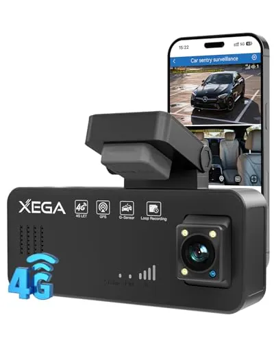 XEGA 2K 4G Dash CAM Coche con Tarjeta SIM Reemplazables, Alimentado por OBD