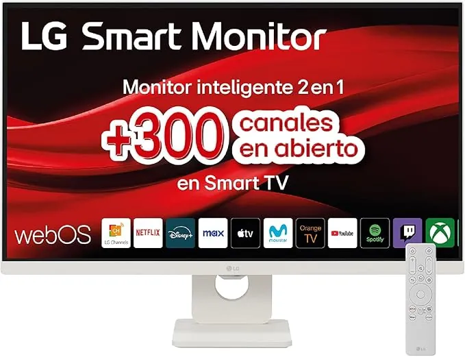 LG 27U731SA-W - Smart Monitor 27", Panel IPS, UHD (3840 x 2160), 60Hz, 5ms (GtG), WebOS 24, DCI-P3 90%, Ajuste en Inclinación (Eje Horizontal), Blanco