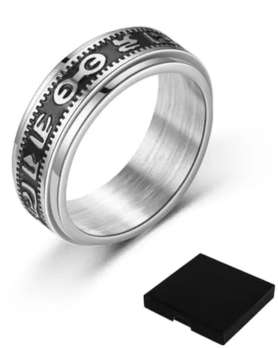MYGLOAR Anillo giratorio de acero inoxidable, adecuado para spinners de mujer y hombres, anillo negro de compromiso de boda, adecuado para el uso diario