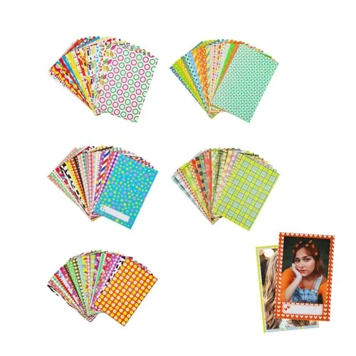 THXFUNAREA 100 pz Mini marcos de fotos instantáneos,pegatinas de decoración de fotos Polaroid con pegatinas de borde de fotos de colores para Fujifilm Instax Mini 11 9 8 foto de cámara instantánea