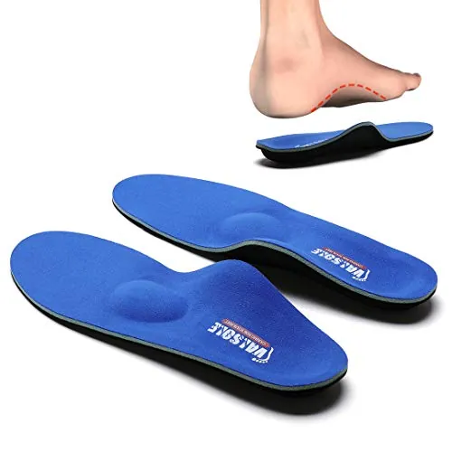 VALSOLE Plantillas Ortopédicas soportes de arco y talones la absorción de choque- para el dolor de talón, pie plano, Fascitis Plantar, dolor de rodilla y espalda (40-41 EU (260mm), V107B-Azul)
