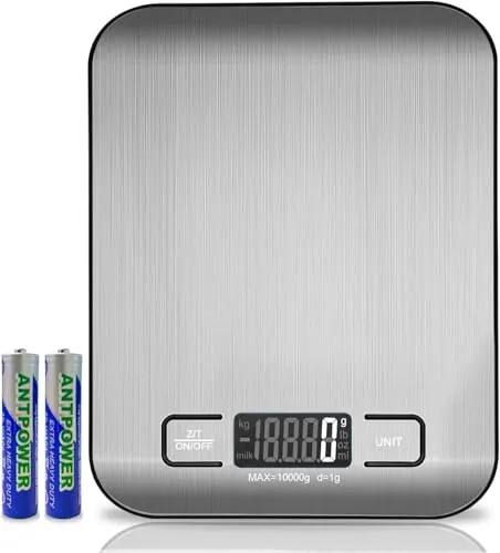 Báscula de Cocina Digita, Báscula Digital 10kg - MedicióN Precisa Hasta 1g, Estilizada Y Delgada Balanza Para Alimentos, Pantalla Lcd, FuncióN De Tara (Plata)