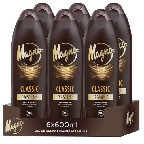 Magno Classic, Gel de Ducha Fragancia Original, Piel Tersa y Suave, 6x600ml