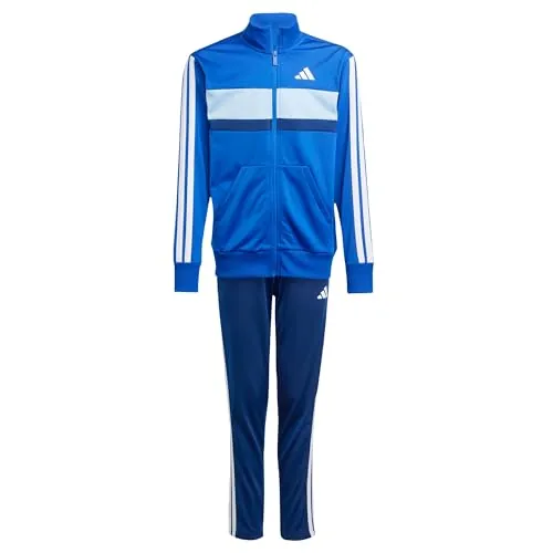 adidas Unisex niños Seasonal Essentials Tiberio 3 Stripes Tricot Track Suit, Royal Blue/White/Glow Blue, 11-12 Years