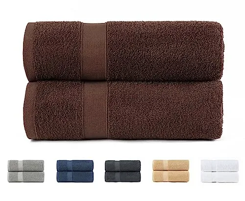 Todocama – Juego de 2 Toallas de baño Grandes, 100% algodón de 550 gsm Extra Suaves, Altamente absorbentes y de Secado rápido. Medida 100x150 cm, Color Chocolate.