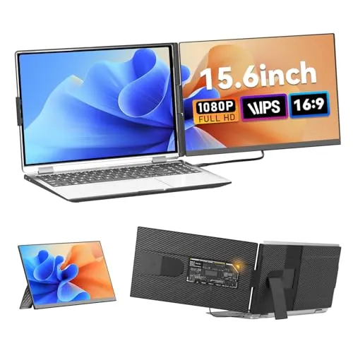 siaviala Monitor PortáTil Mejorado De 15.6", Extensor Pantalla Portati 1080p IPS, Doble Pantalla Portatil, Compatible con Laptop Screen Extender de 13 a 17,3 Pulgadas