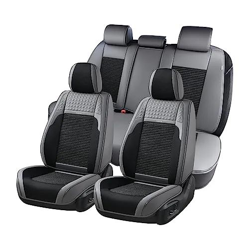 FLORICH Juegos de Funda de Asiento universales 5 plazas, Protector de cojín de Asiento para automóviles de Cuero Artificial Impermeable y Transpirable, Adecuado para la mayoría de los vehículos