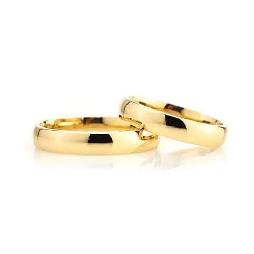 Juego de anillos de boda de 4 mm, chapado en oro de 14 quilates, juego de alianzas de boda a juego, juego de anillos de boda de plata personalizado para hombre y mujer