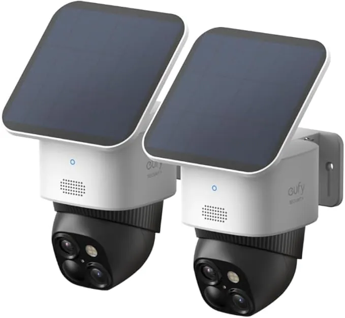 eufy Security SoloCam S340 3K Camara vigilancia WiFi Exterior Solar, Camara vigilancia WiFi Exterior, vigilancia de 360°, Wi-Fi 2,4 GHz, sin cuotas mensuales, Compatible con HomeBase 3, 2 Pack