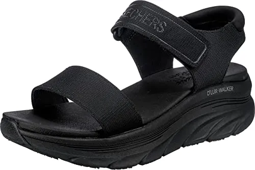 Skechers D'LUX WALKER NEW BLOCK, Sandalias deportivas para Mujer, Black Mesh, 39 EU