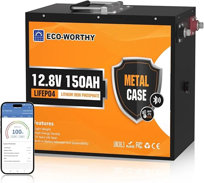 ECO-WORTHY Lifepo4 Bluetooth de 150 Ah Bateria litio 12 V con protección BMS de baja temperatura de 120 A y máx. 15000 ciclos, batería de litio de 12 V de 1920 Wh para autocaravana, kit solar