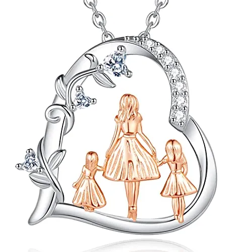 EUDORA Harmony Ball Collar en Plata de Ley 925, Colgante Amor de Madre de Corazón para Hija Hijo, Joyería Original, Regalo para Hija Abuela Esposa, 45CM