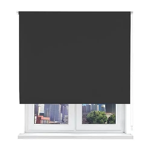 HOME MERCURY- Estor Opaco Enrollable Blackout, Estores térmicos, Persiana Enrollable Blackout para Ventanas. Fácil Instalación (120x180cm, Negro)