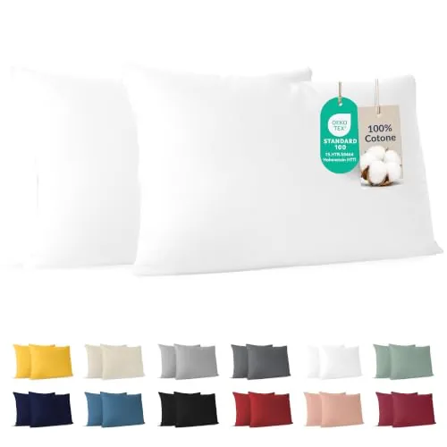 Dreamzie - Funda Almohada 30x50 cm - Juego de 2-100% Algodón - Blanco