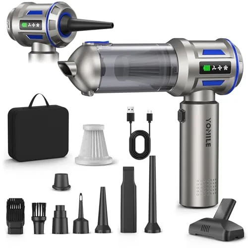 Yomile Aspirador de Mano, 27000Pa/135W, Aspiradora sin Cable Coche 4 en 1, Aspiradoras de Mano con Motor sin Escobillas de 250.000 RPM, para Coche/para Uso en la Oficina/la Cocina