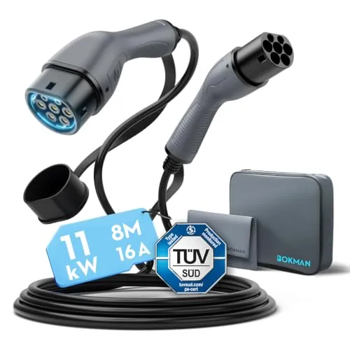 bokman EV Cable de Carga Tipo 2 11kW 8 Metros